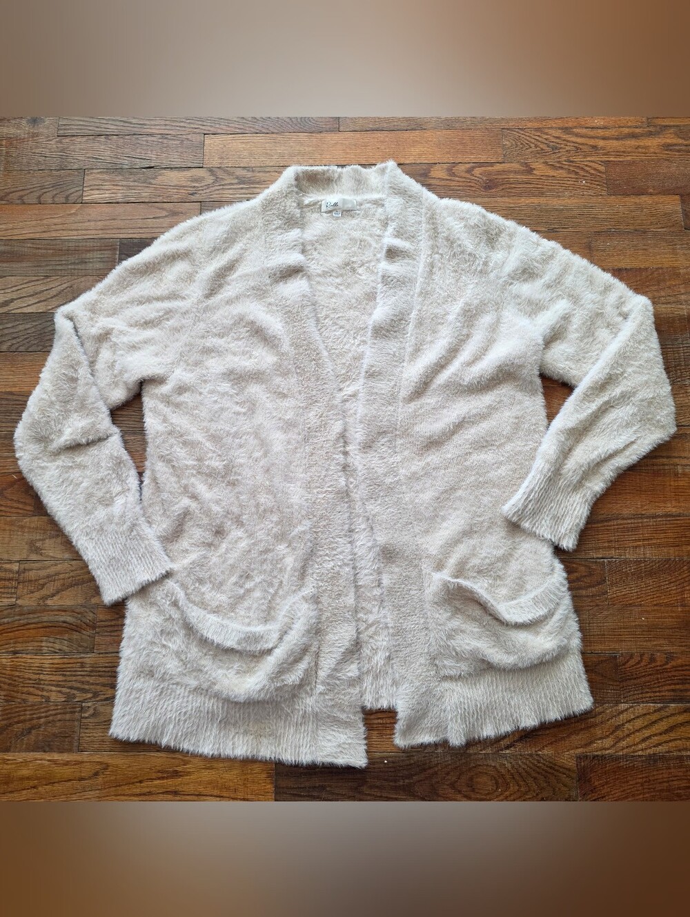 Rielle Soft Fuzzy Open-Front Cardigan Blush Color